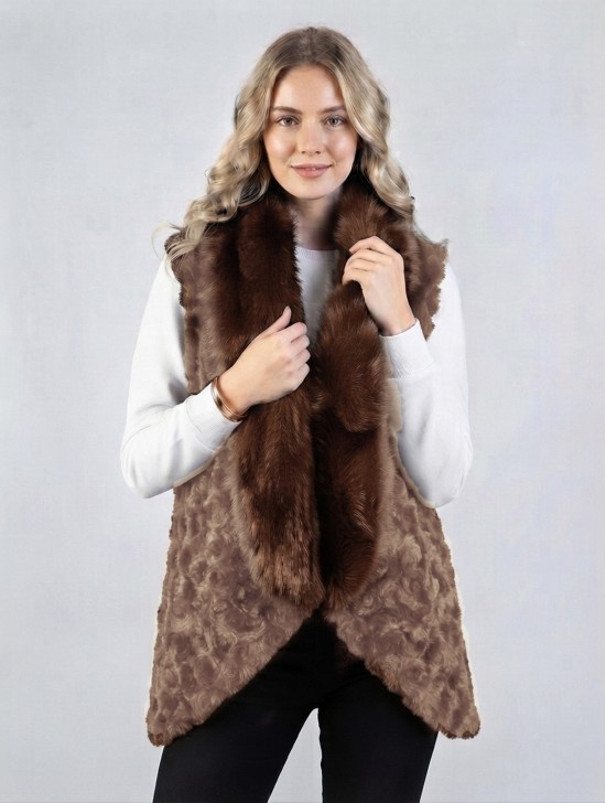 Premium Faux Fur Striped Vest Premium Faux Fur Striped Vest